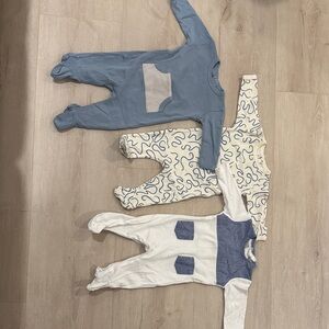 Charming Kids Footies Set - Blue, White, and Cream